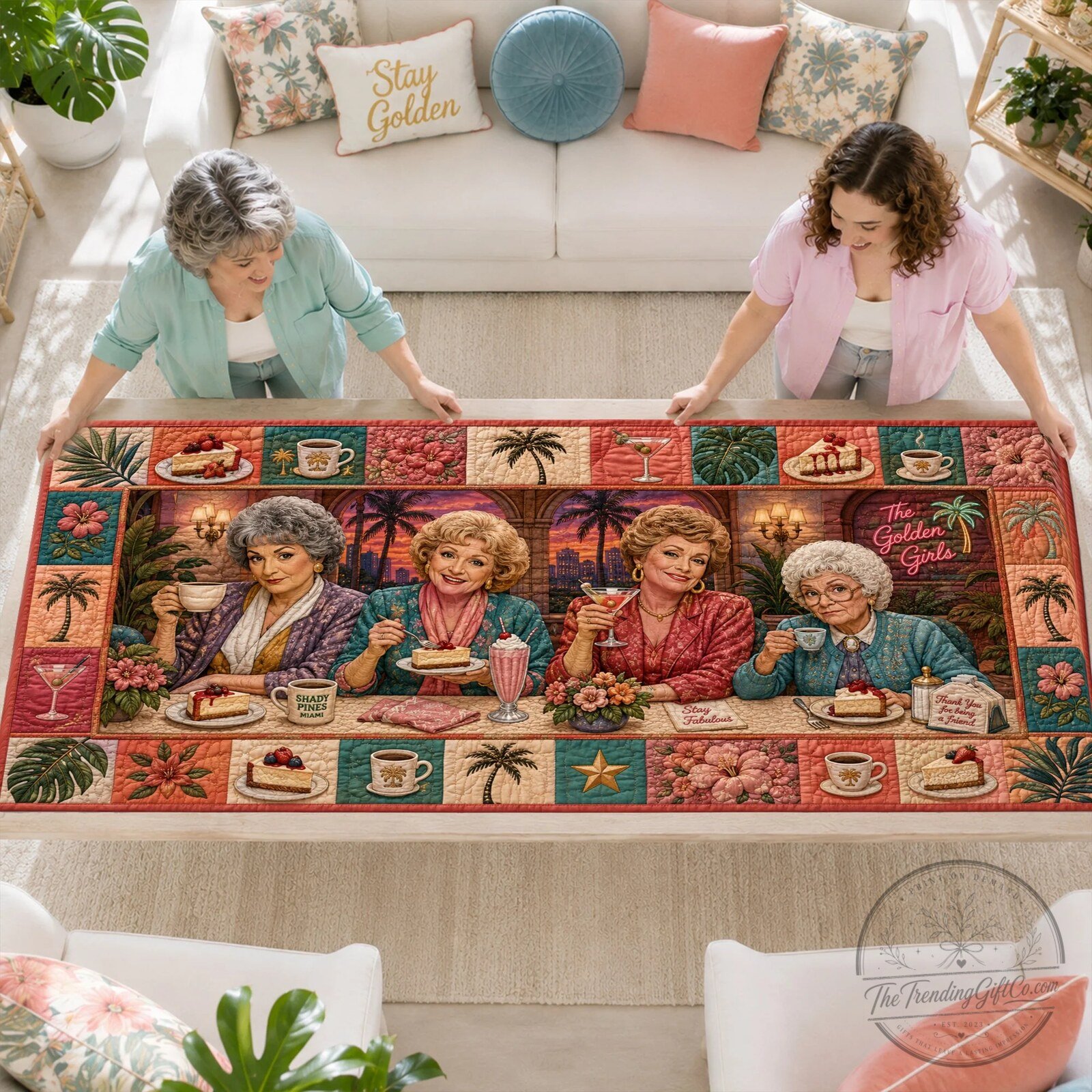 The Golden Girls Quilted Table Runner - Thank You For Being A Friend Dining Decor 6 The Golden Girls Quilted Table Runner - Thank You For Being A Friend Dining Decor