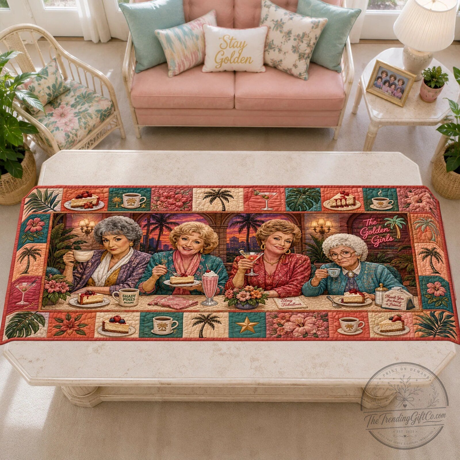 The Golden Girls Quilted Table Runner - Thank You For Being A Friend Dining Decor 7 The Golden Girls Quilted Table Runner - Thank You For Being A Friend Dining Decor