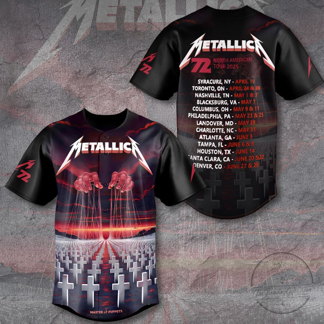 Metallica Master of Puppets North American Tour 2025 Baseball Jersey