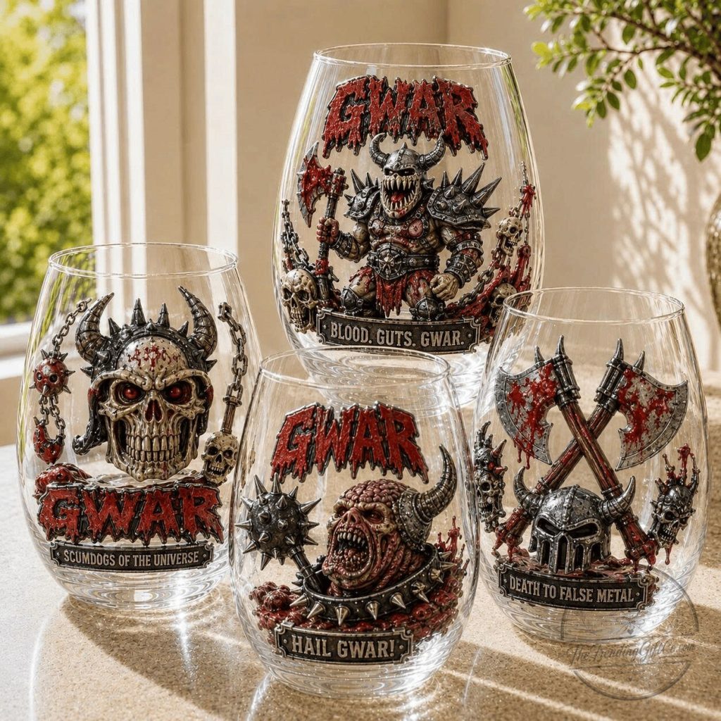 GWAR Blood Guts Scumdogs of the Universe Stemless Wine Glass Set GWAR Blood Guts Scumdogs of the Universe Stemless Wine Glass Set