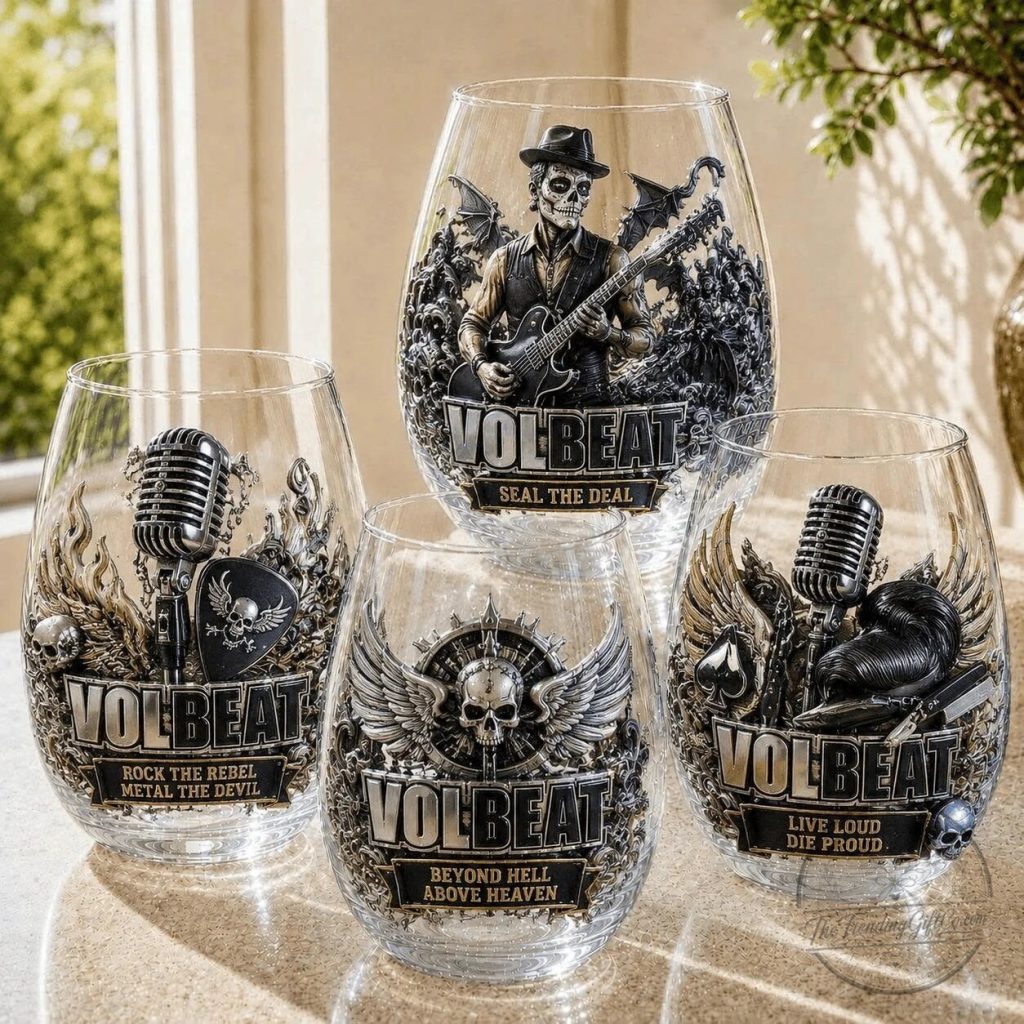 Volbeat Rock Band Music Album Art Stemless Wine Glass Set Volbeat Rock Band Music Album Art Stemless Wine Glass Set