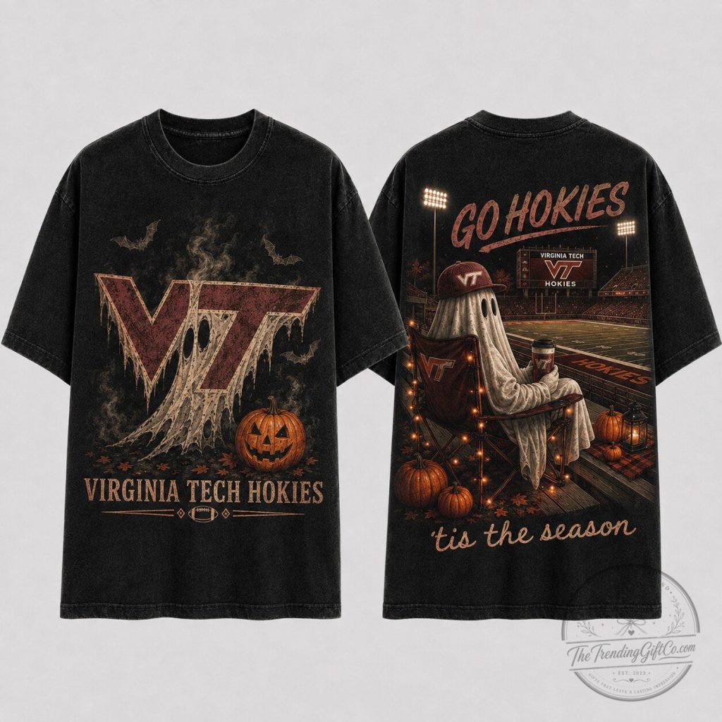 Virginia Tech Hokies Halloween Ghost Football Stadium Vintage T-Shirt Virginia Tech Hokies Halloween Ghost Football Stadium Vintage T-Shirt