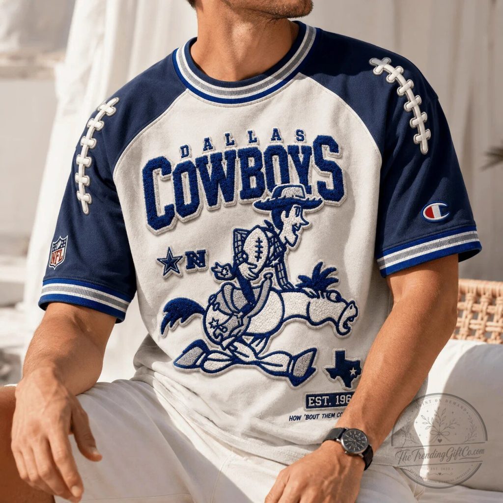 Dallas Cowboys Woody Toy Story Embroidered Football T-Shirt Dallas Cowboys Woody Toy Story Embroidered Football T-Shirt