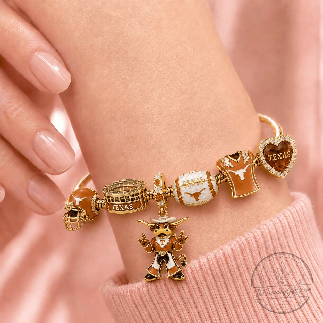 Pandora Texas Longhorns Football Charm Bracelet Set 5 Pandora Texas Longhorns Football Charm Bracelet Set