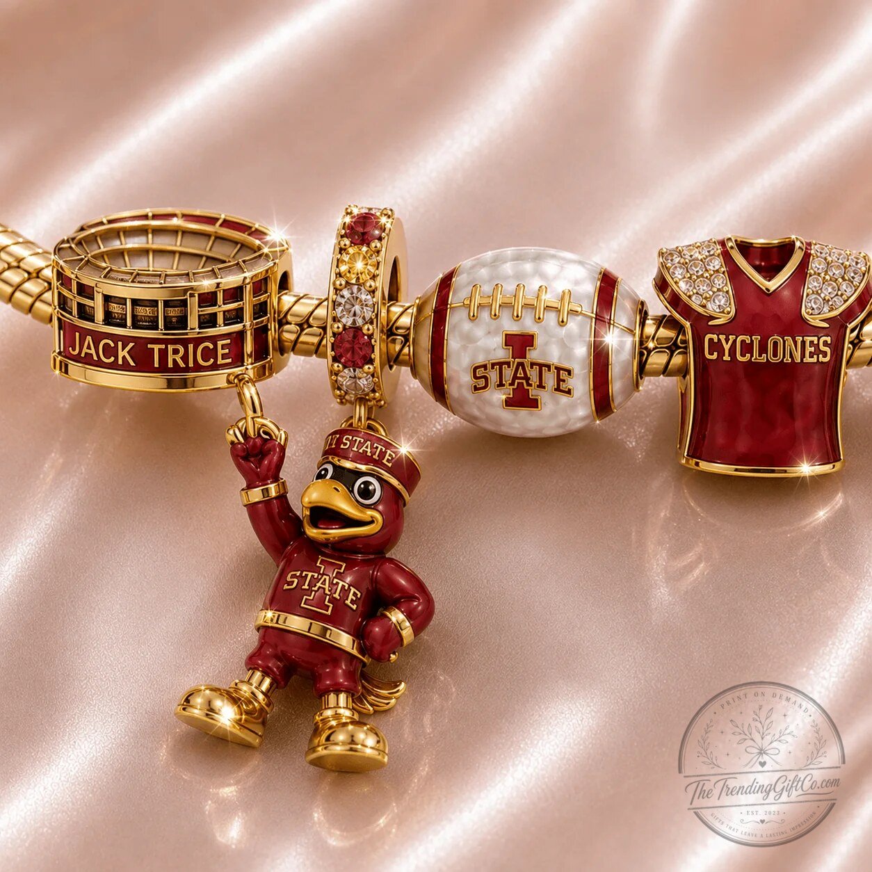 Iowa State Cyclones Football Pandora Charm Bracelet with Jack Trice Stadium 4 Iowa State Cyclones Football Pandora Charm Bracelet with Jack Trice Stadium