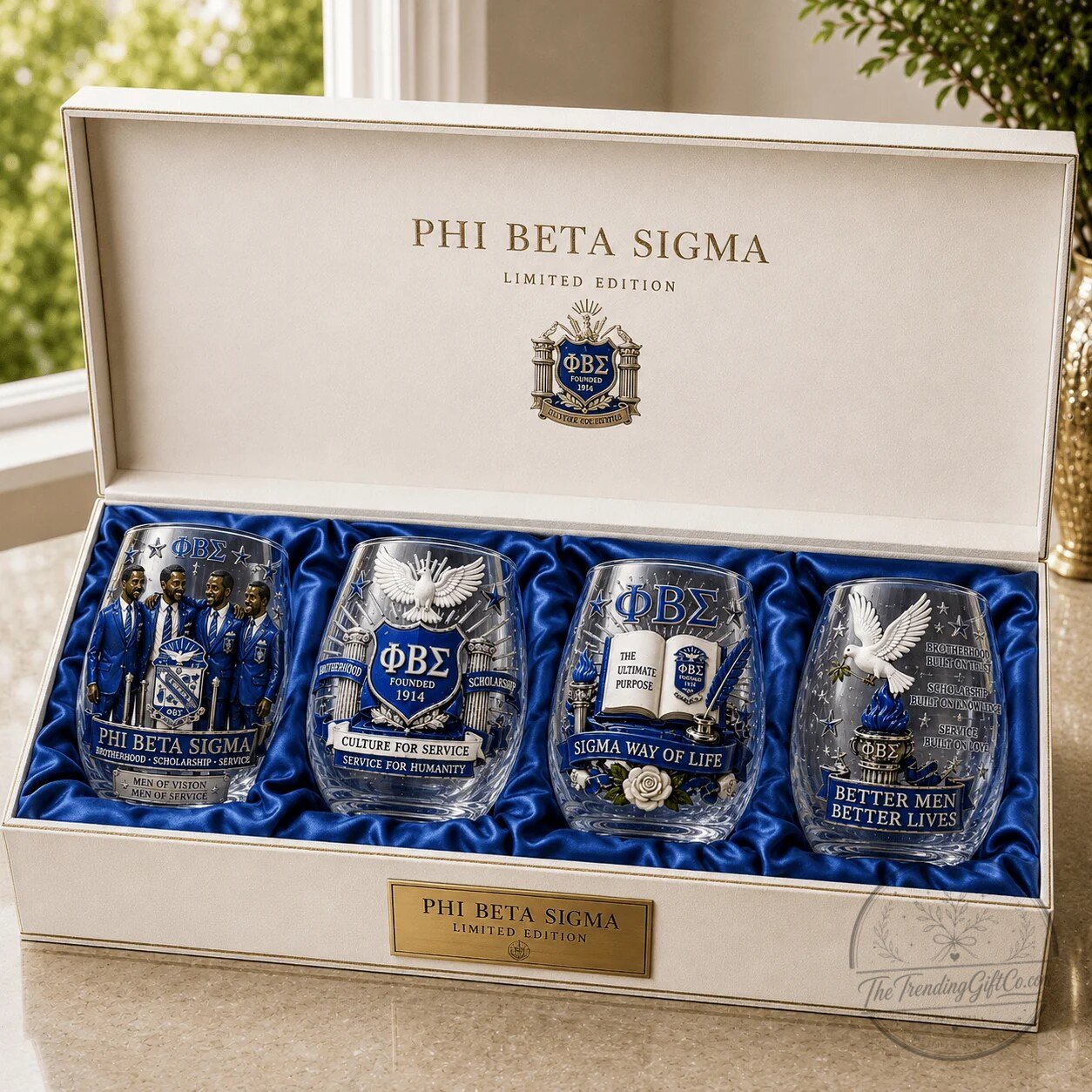 Phi Beta Sigma Fraternity Stemless Wine Glass Set 4 Phi Beta Sigma Fraternity Stemless Wine Glass Set