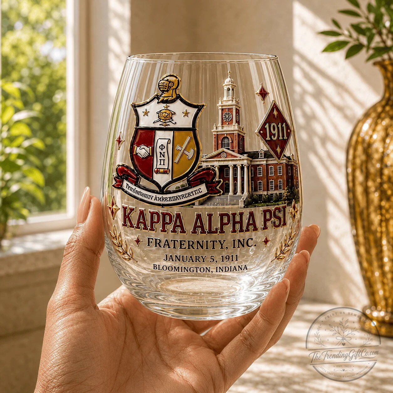 Stemless Wine Glass Set for Omega Psi Phi Fraternity