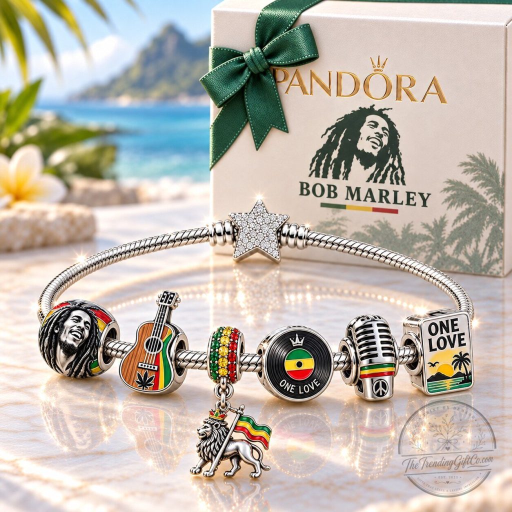 Bob Marley One Love Charm Bracelet with Guitar and Lion of Judah Charms Bob Marley One Love Charm Bracelet with Guitar and Lion of Judah Charms