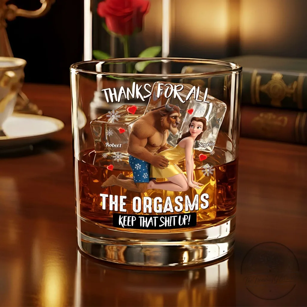 Beauty and the Beast Funny Couple Whiskey Glass Beauty and the Beast Funny Couple Whiskey Glass