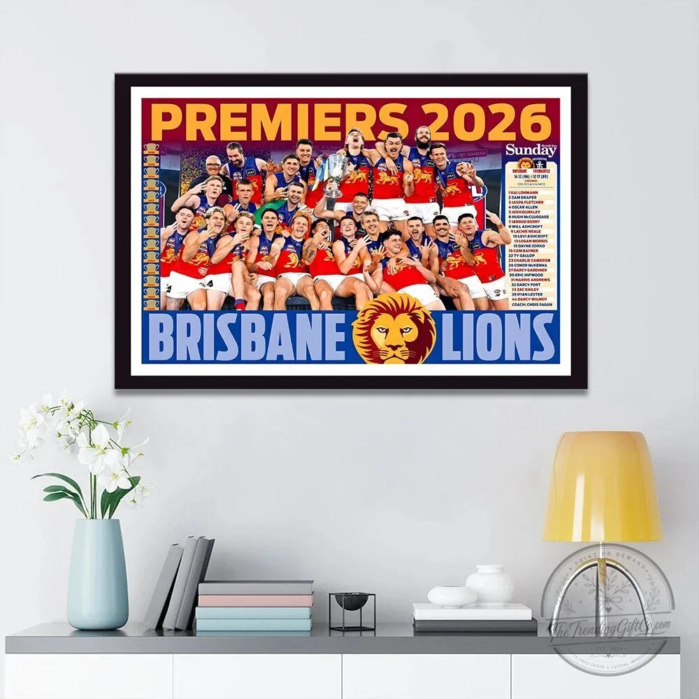 Brisbane Lions 2026 AFL Premiers Celebration Team Photo Wall Art Canvas