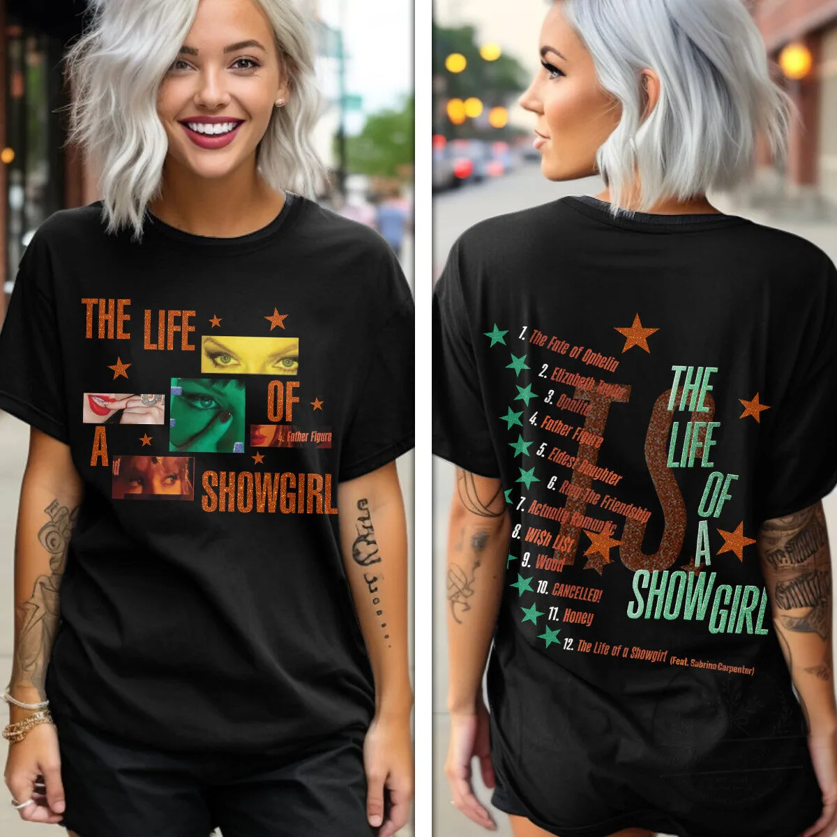 Black T-Shirt Featuring Tracklist from Taylor Swift's The Life Of A Showgirl Album