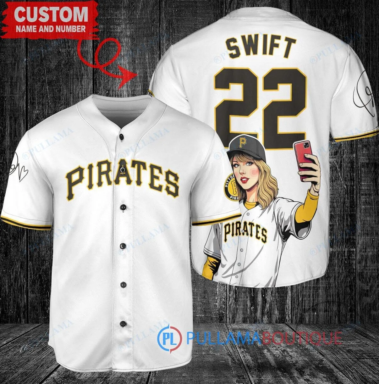 Taylor Swift Pittsburgh Pirates Baseball Jersey Custom Name Number White