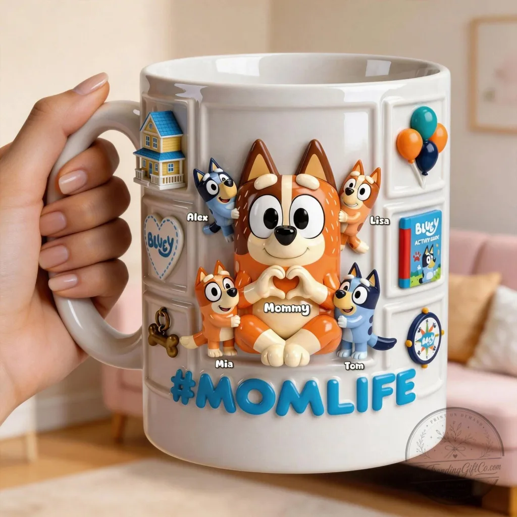 Bluey Family Personalized Mom Life Coffee Mug for Mother's Day Gift Bluey Family Personalized Mom Life Coffee Mug for Mother's Day Gift