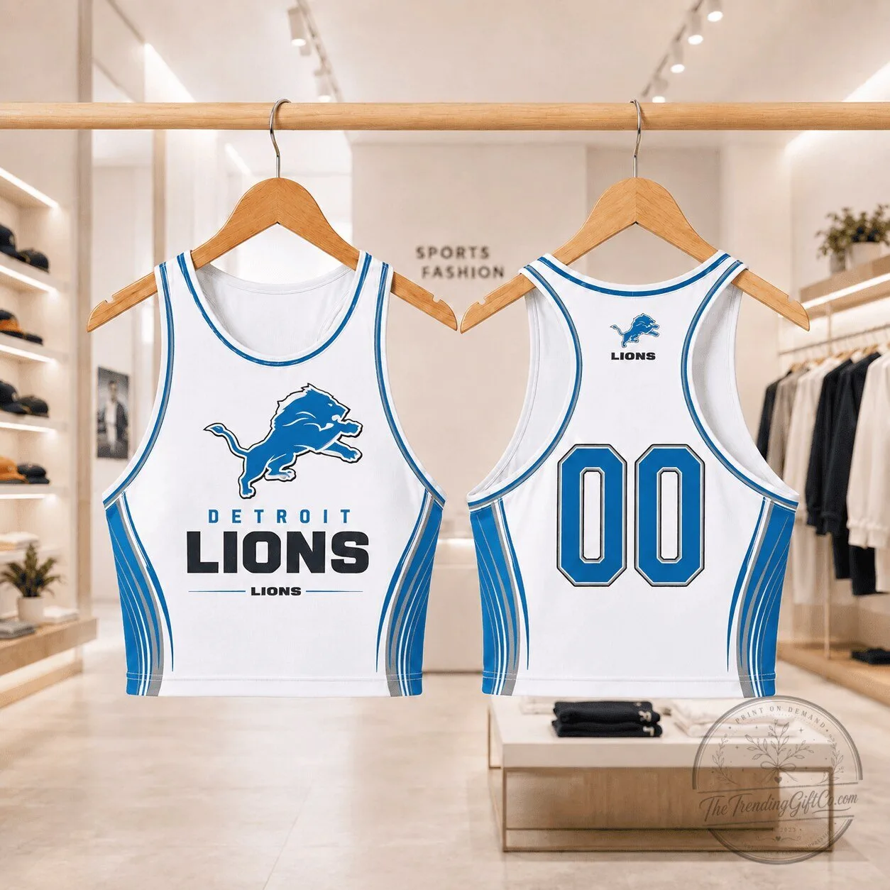 Detroit Lions NFL Football Team White Athletic Fan Merchandise Crop Top Tank Top 1 Detroit Lions NFL Football Team White Athletic Fan Merchandise Crop Top Tank Top