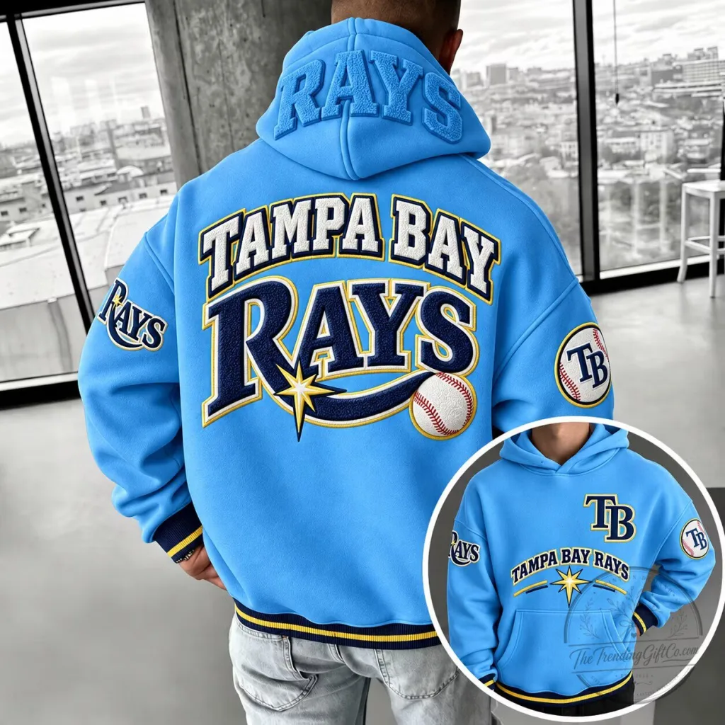 Tampa Bay Rays Baseball Team Logo Light Blue Pullover Hoodie Tampa Bay Rays Baseball Team Logo Light Blue Pullover Hoodie
