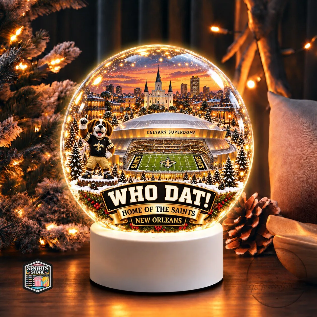 New Orleans Saints Caesars Superdome Light Up Snow Globe 1 New Orleans Saints Caesars Superdome Light Up Snow Globe