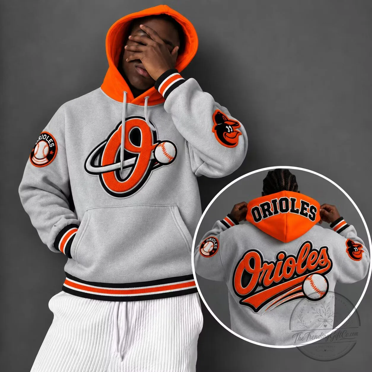 Baltimore Orioles Baseball Team Logo Gray and Orange Hoodie 1 Baltimore Orioles Baseball Team Logo Gray and Orange Hoodie