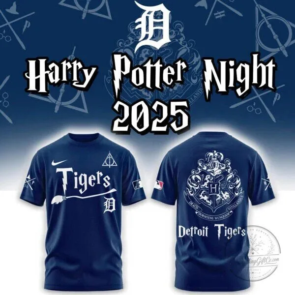 Detroit Tigers Harry Potter Night 2025 Blue T-Shirt