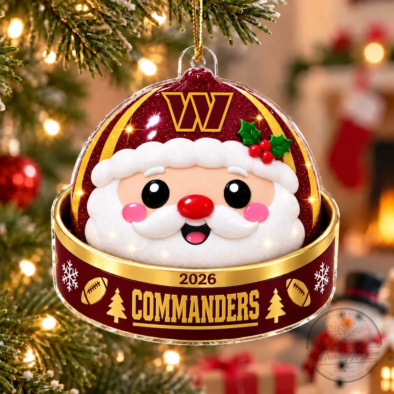 Washington Commanders Santa Claus Christmas Tree Ornament Holiday Decoration 1 Washington Commanders Santa Claus Christmas Tree Ornament Holiday Decoration