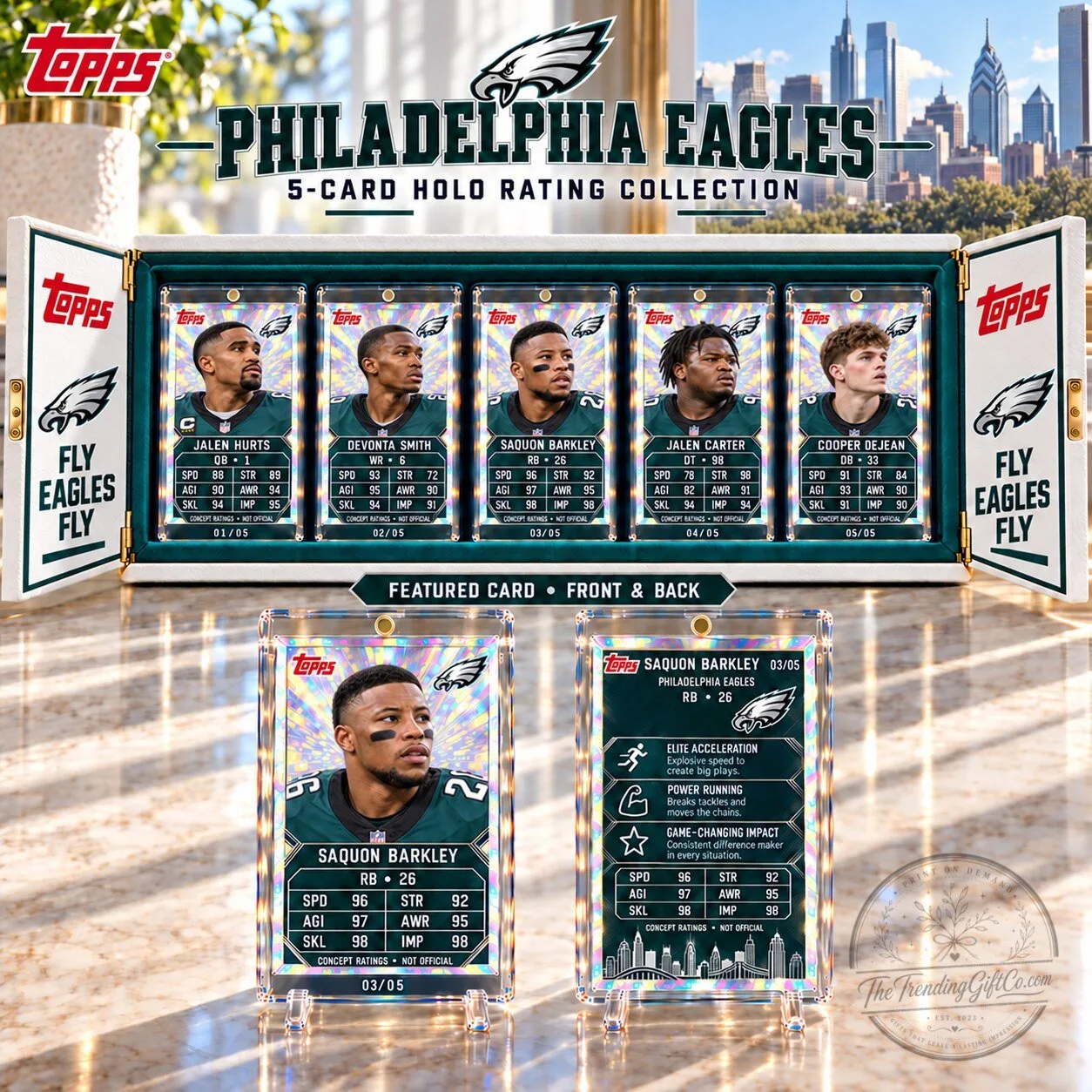 Philadelphia Eagles Topps Saquon Barkley Football Trading Card Set