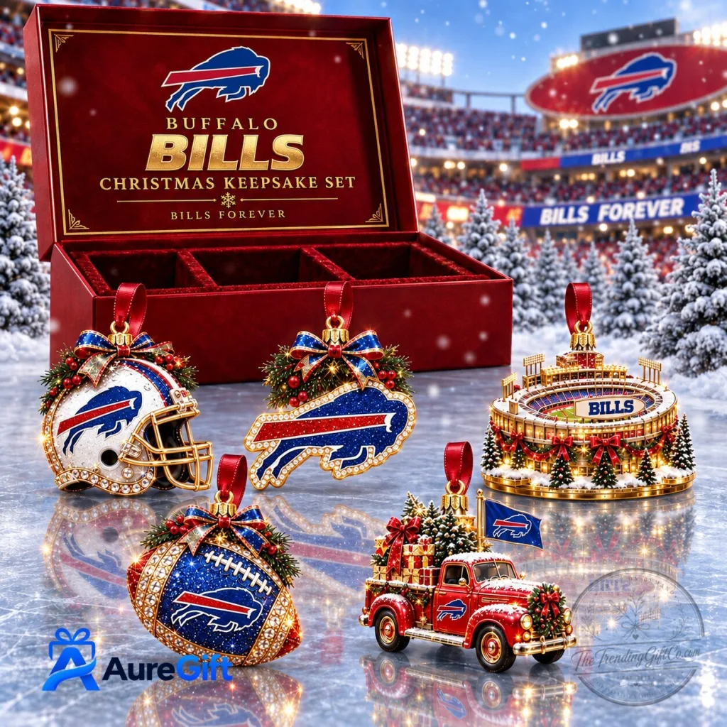 Buffalo Bills NFL Christmas Keepsake Set Football Team Holiday Ornaments Buffalo Bills NFL Christmas Keepsake Set Football Team Holiday Ornaments
