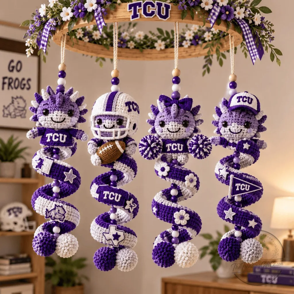 Texas Christian University Horned Frogs Crochet Baby Mobile Nursery Decor Texas Christian University Horned Frogs Crochet Baby Mobile Nursery Decor
