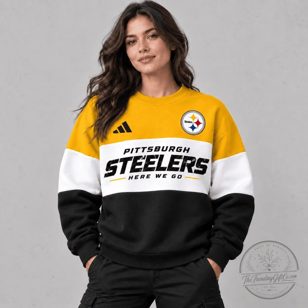 Pittsburgh Steelers Football Team Color Block Crewneck Sweatshirt Pittsburgh Steelers Football Team Color Block Crewneck Sweatshirt