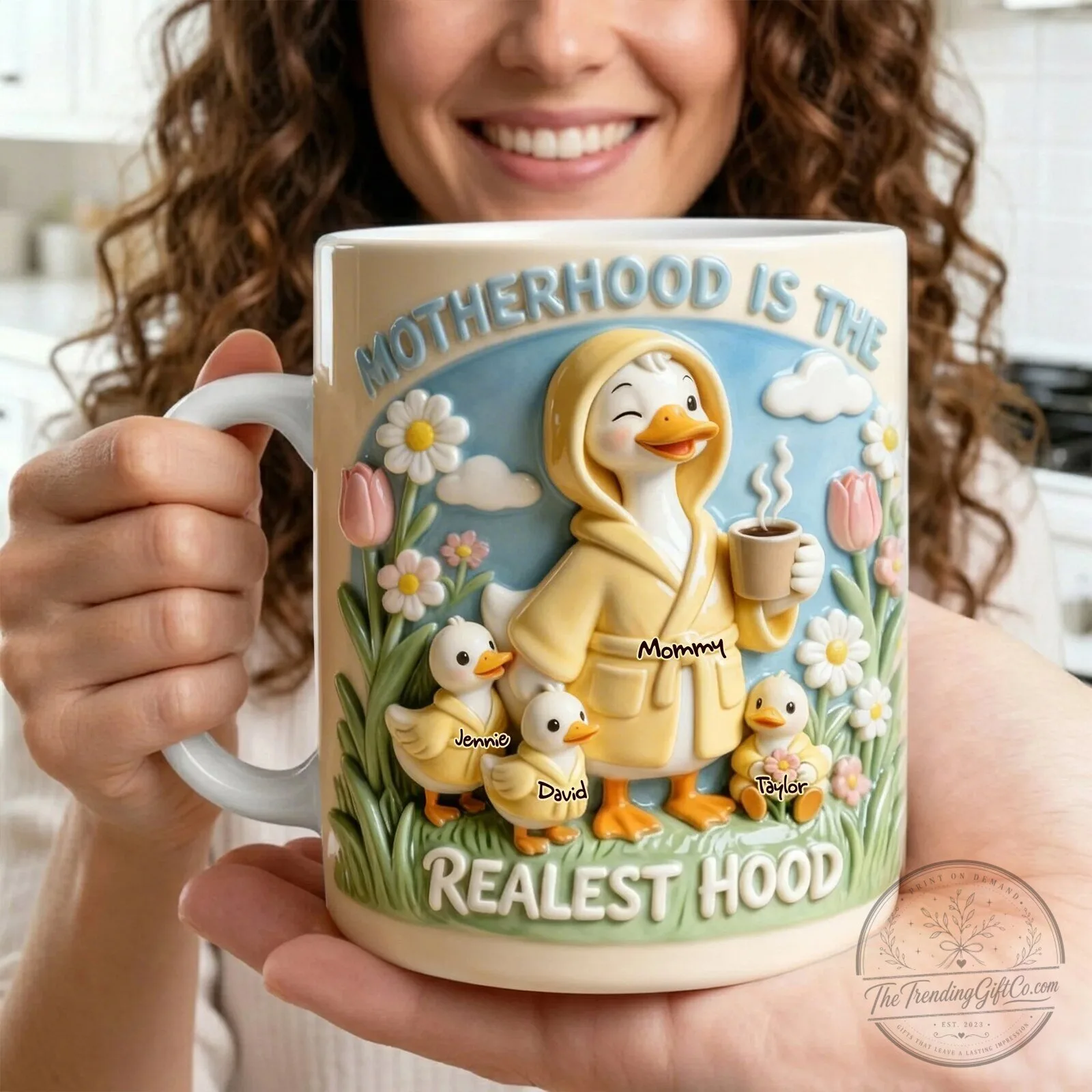 Personalized Motherhood Is The Realest Hood Goose And Goslings Coffee Mug