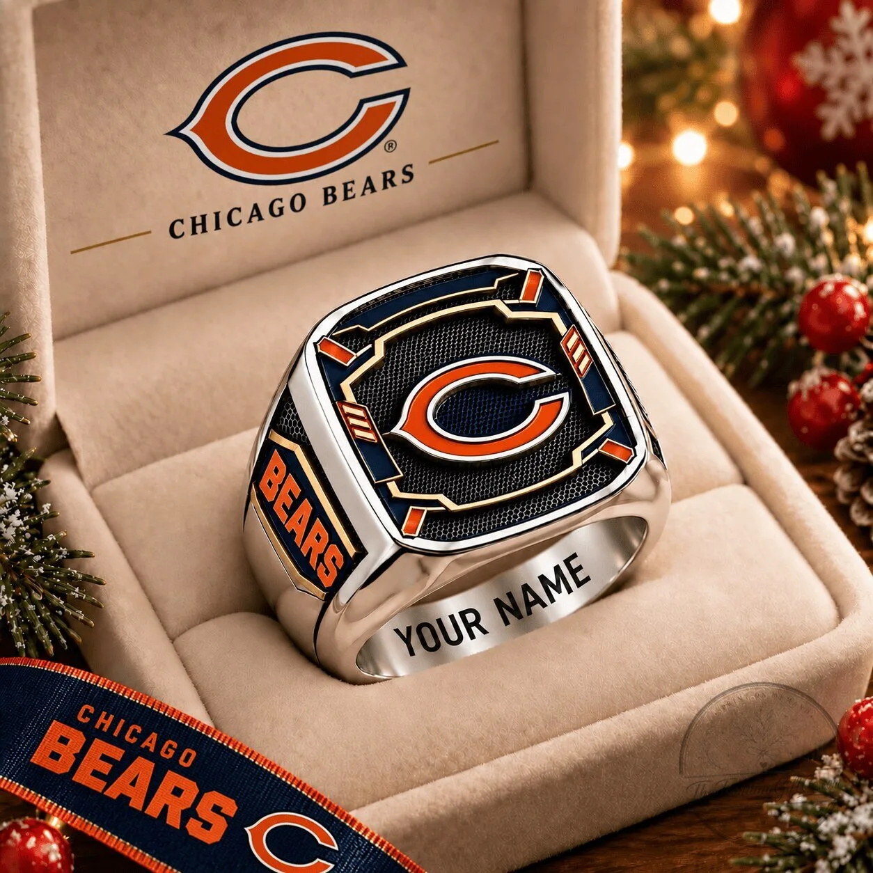 Chicago Bears NFL Football Team Logo Personalized Engraved Men's Ring