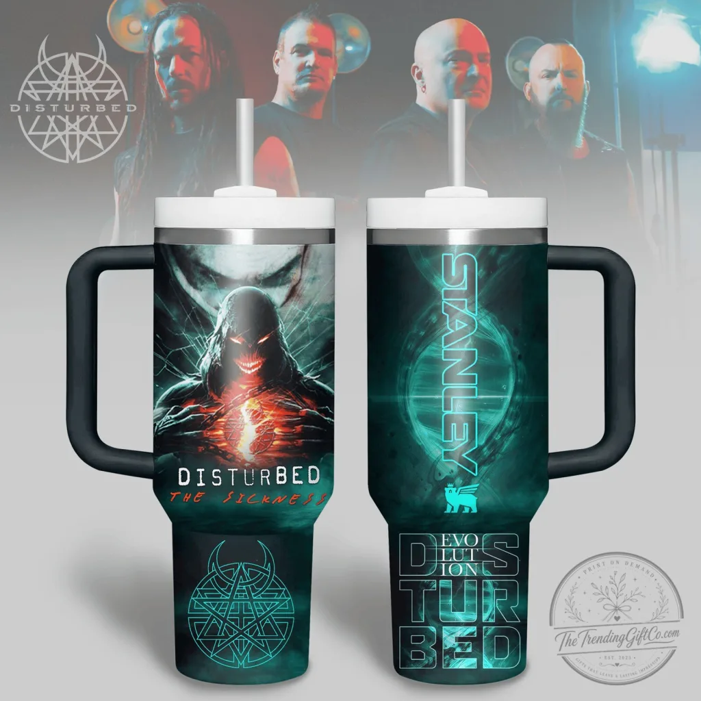 Disturbed The Sickness Album Art Stanley Style 40oz Tumbler Disturbed The Sickness Album Art Stanley Style 40oz Tumbler