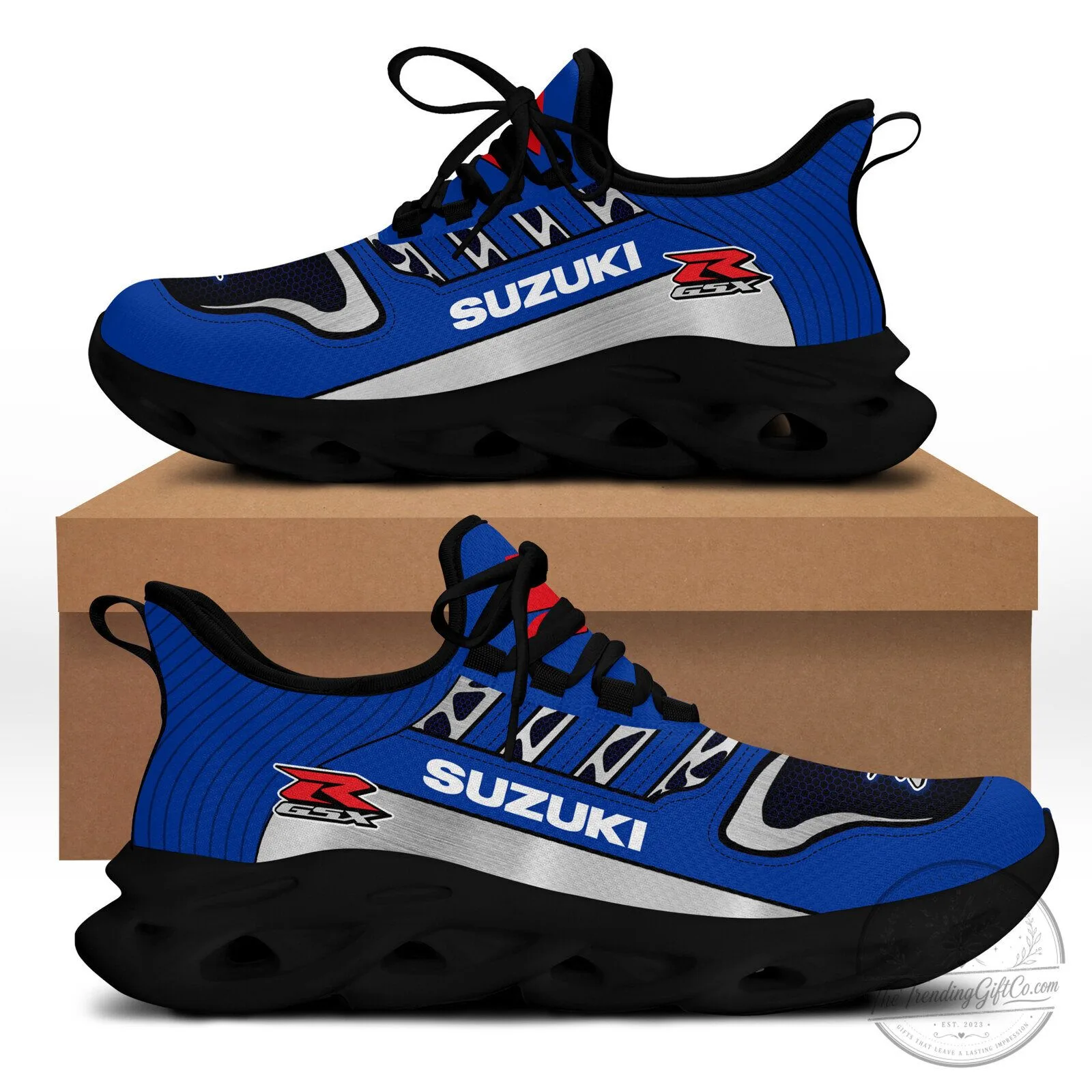 Suzuki GSX-R Motorcycle Racing Blue Running Shoes