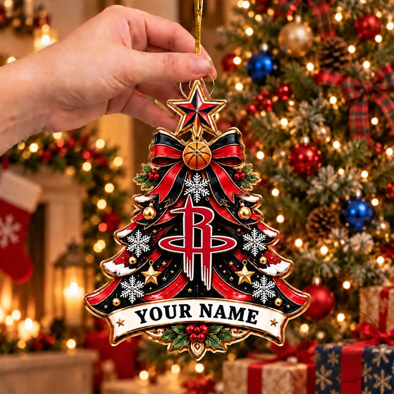 Houston Rockets NBA Basketball Christmas Tree Ornament Custom Name 1 Houston Rockets NBA Basketball Christmas Tree Ornament Custom Name