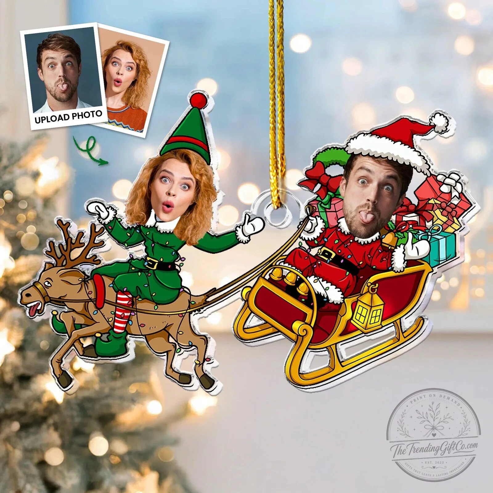 Personalized Couple Elf Christmas Ornament Custom Photo Funny Holiday Gift 10 Personalized Couple Elf Christmas Ornament Custom Photo Funny Holiday Gift