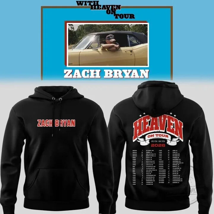 Zach Bryan With Heaven On Tour 2026 Black Hoodie 1 Zach Bryan With Heaven On Tour 2026 Black Hoodie