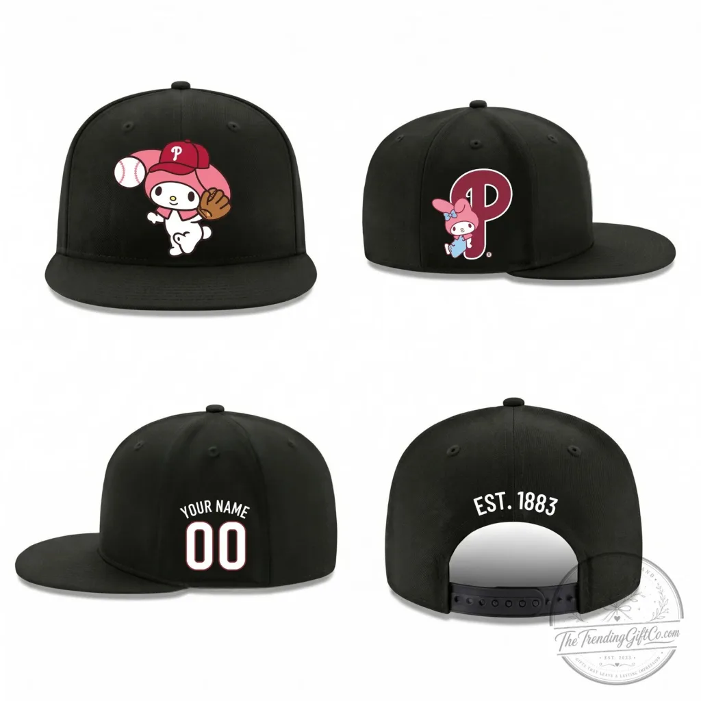 Philadelphia Phillies My Melody Baseball Personalized Snapback Cap Hat Philadelphia Phillies My Melody Baseball Personalized Snapback Cap Hat