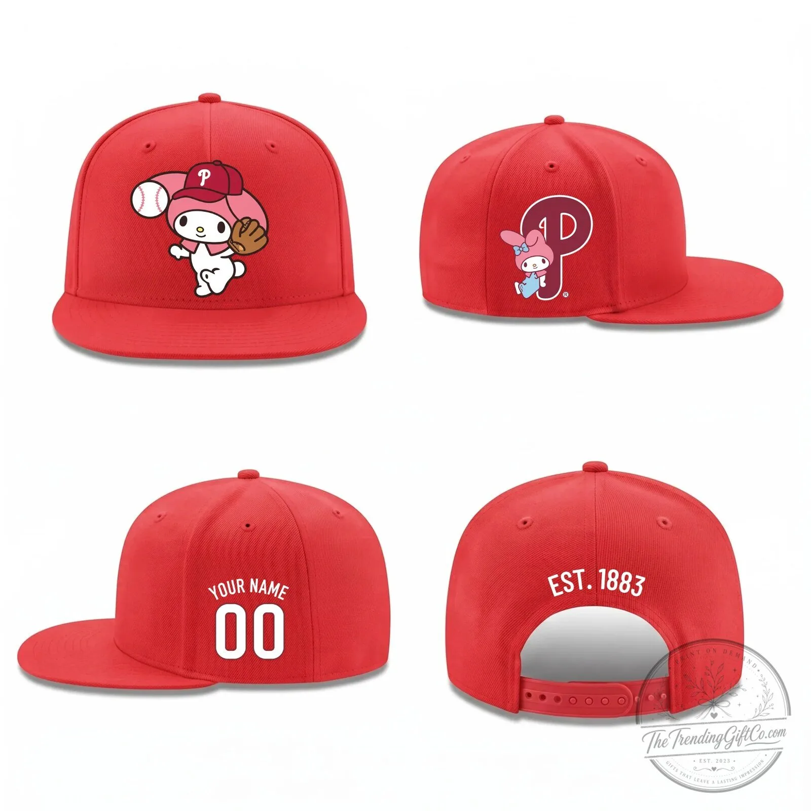 Philadelphia Phillies My Melody Baseball Personalized Snapback Cap Hat 8 Philadelphia Phillies My Melody Baseball Personalized Snapback Cap Hat