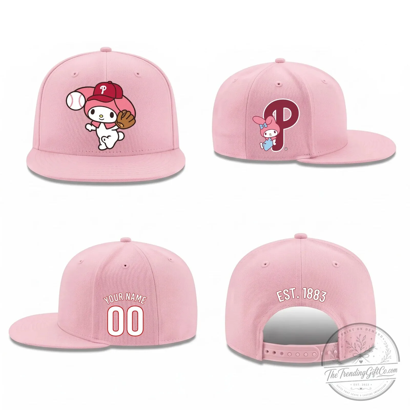 Philadelphia Phillies My Melody Baseball Personalized Snapback Cap Hat 9 Philadelphia Phillies My Melody Baseball Personalized Snapback Cap Hat