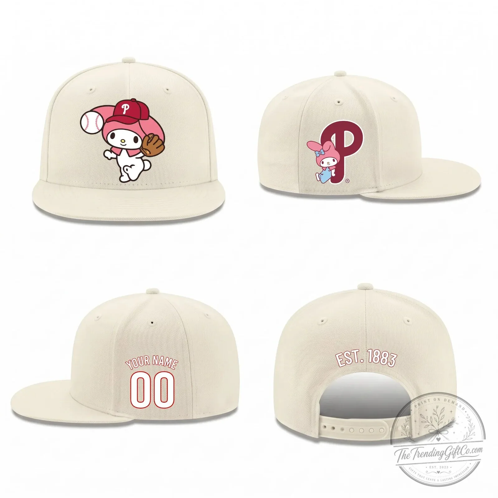 Philadelphia Phillies My Melody Baseball Personalized Snapback Cap Hat 10 Philadelphia Phillies My Melody Baseball Personalized Snapback Cap Hat
