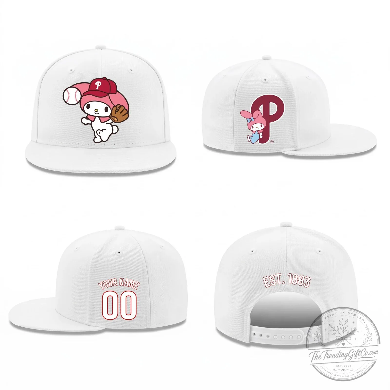 Philadelphia Phillies My Melody Baseball Personalized Snapback Cap Hat 11 Philadelphia Phillies My Melody Baseball Personalized Snapback Cap Hat