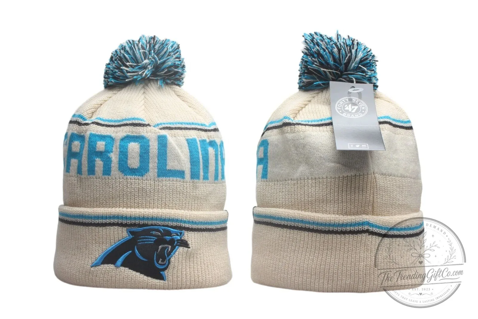 Carolina Panthers Embroidered Logo Knit Pom Pom Cap Hat