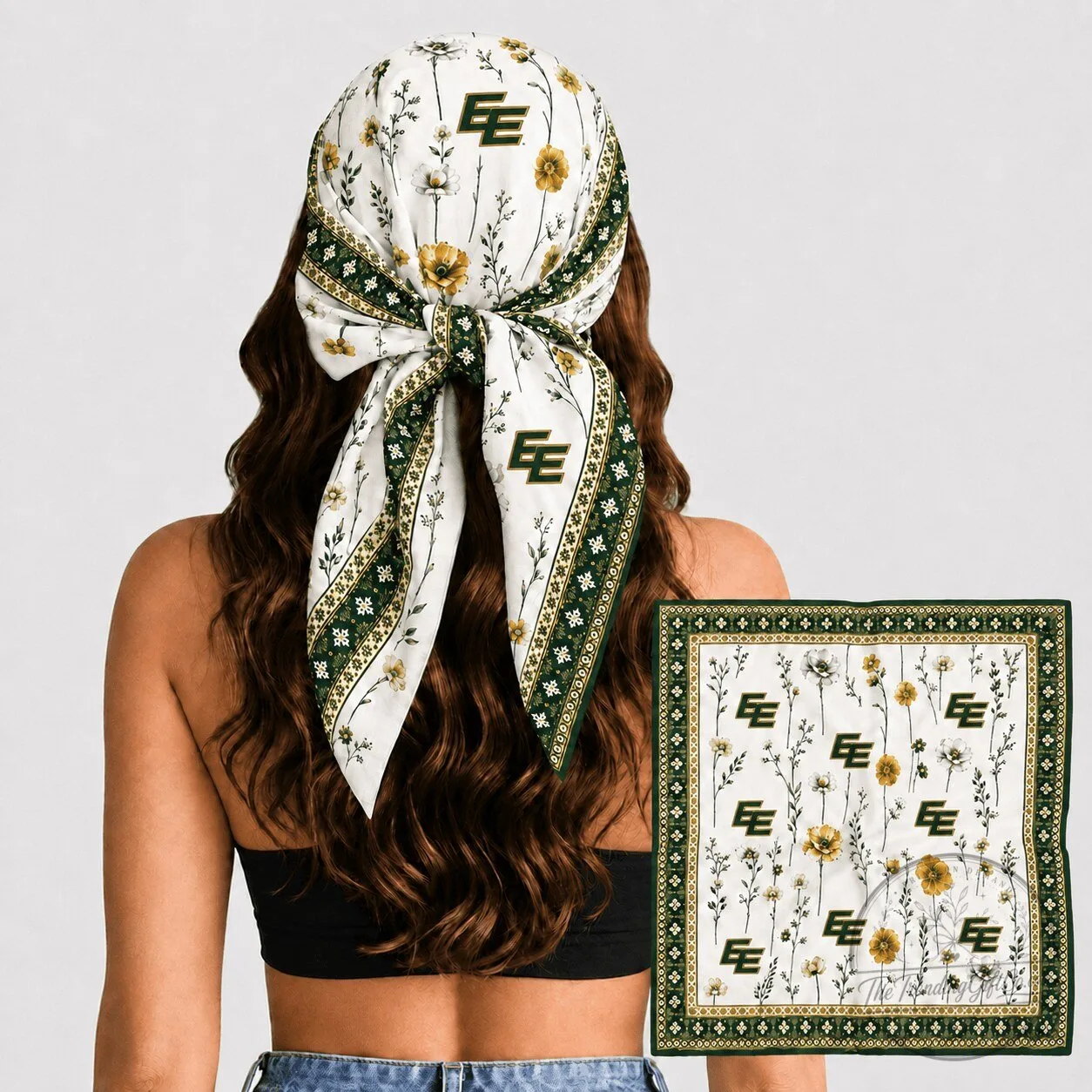 Edmonton Elks Canadian Football League Floral Pattern Bandana Scarf