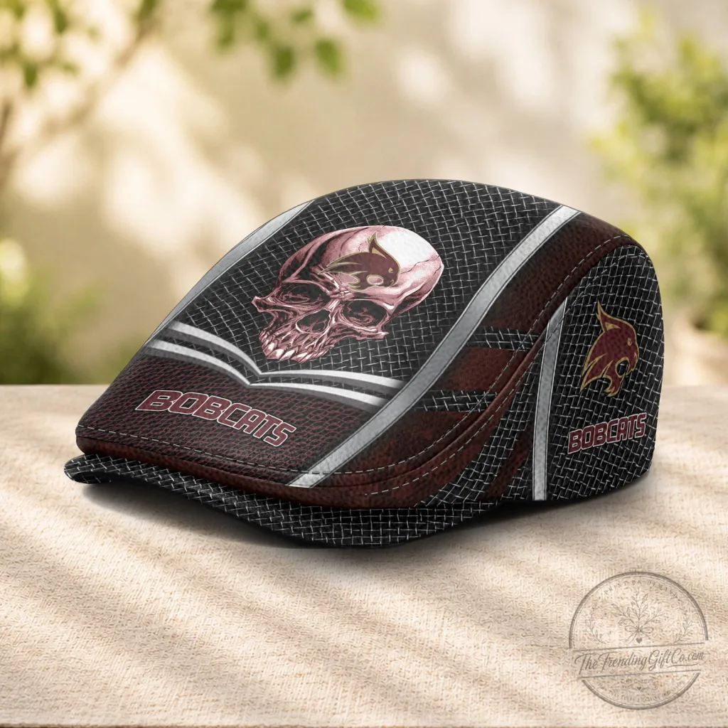 Texas State Bobcats Skull Pattern Flat Cap, Stylish Golf Hat for Men and Women Texas State Bobcats Skull Pattern Flat Cap, Stylish Golf Hat for Men and Women