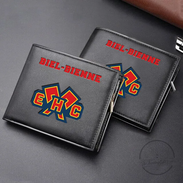 EHC Biel-Bienne Ice Hockey Club Logo Black Leather Wallet