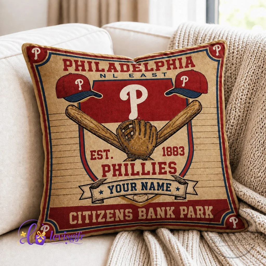 Philadelphia Phillies Baseball Vintage Personalized Throw Pillow Philadelphia Phillies Baseball Vintage Personalized Throw Pillow