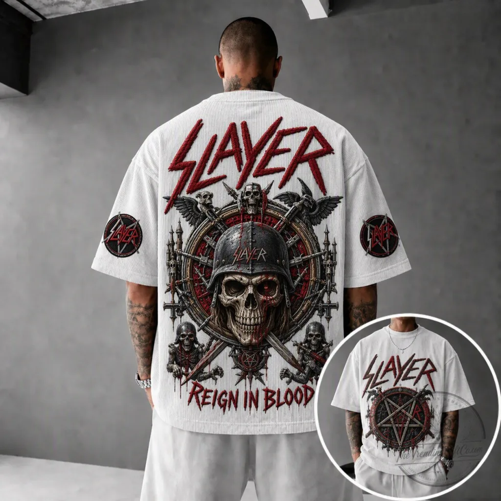 Slayer Reign in Blood Heavy Metal Band Skull Graphic T-Shirt Slayer Reign in Blood Heavy Metal Band Skull Graphic T-Shirt