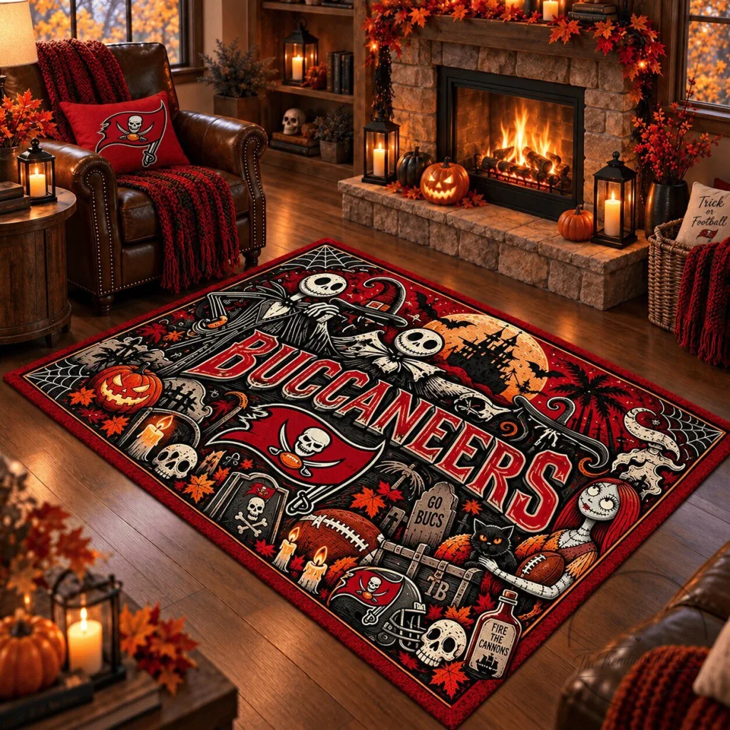 Tampa Bay Buccaneers Halloween Skeletons Football Field Area Rug Tampa Bay Buccaneers Halloween Skeletons Football Field Area Rug