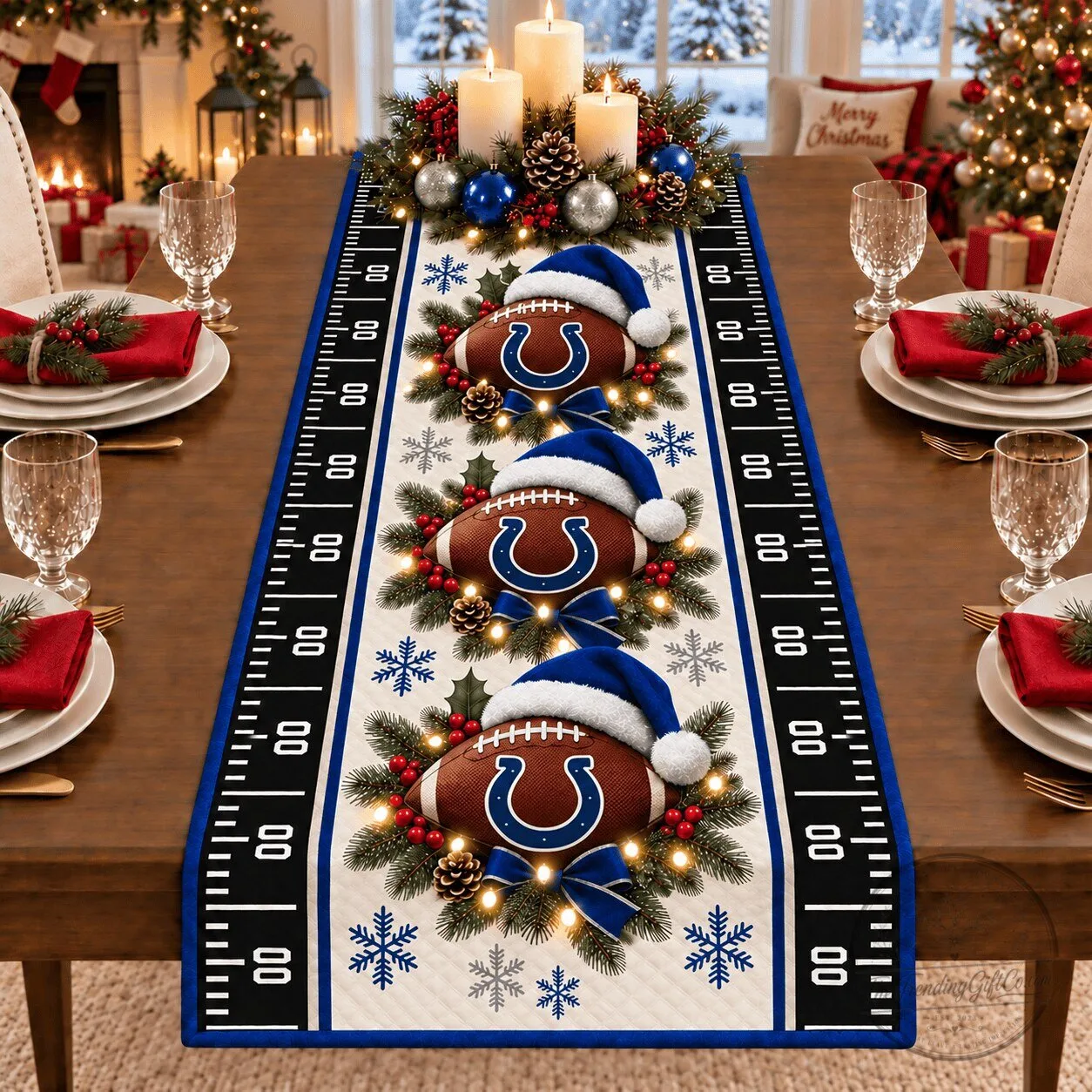 Indianapolis Colts Christmas Football Field Table Runner