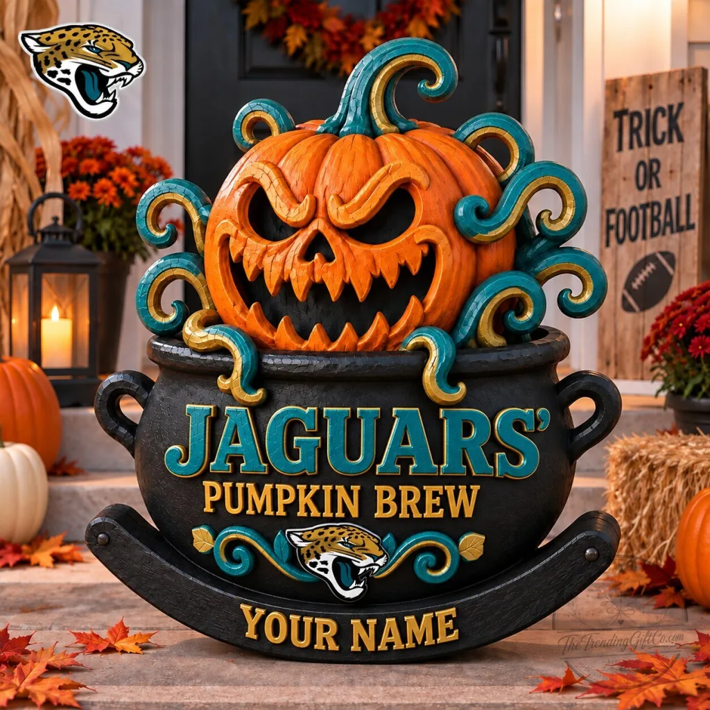 Jacksonville Jaguars Pumpkin Brew Halloween Cauldron Personalized Wooden Block Jacksonville Jaguars Pumpkin Brew Halloween Cauldron Personalized Wooden Block