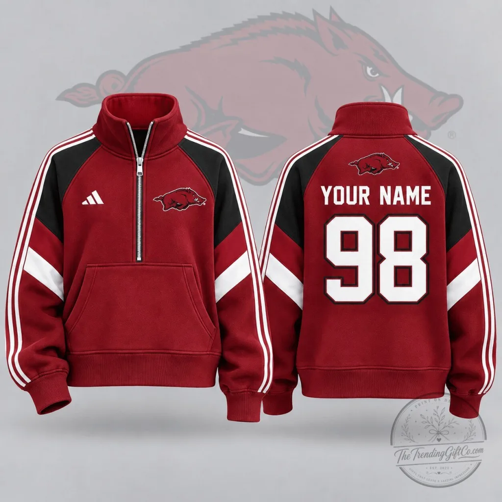 Arkansas Razorbacks Personalized Quarter-Zip Pullover Sweatshirt Arkansas Razorbacks Personalized Quarter-Zip Pullover Sweatshirt