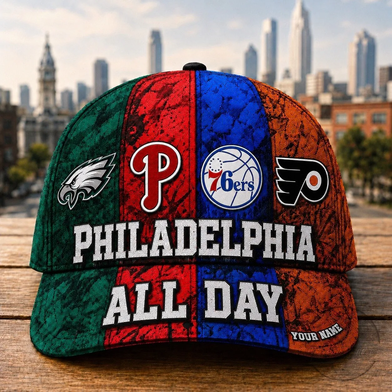 Philadelphia All Day Sports Fan Baseball Cap, Eagles Phillies 76ers Flyers Hat